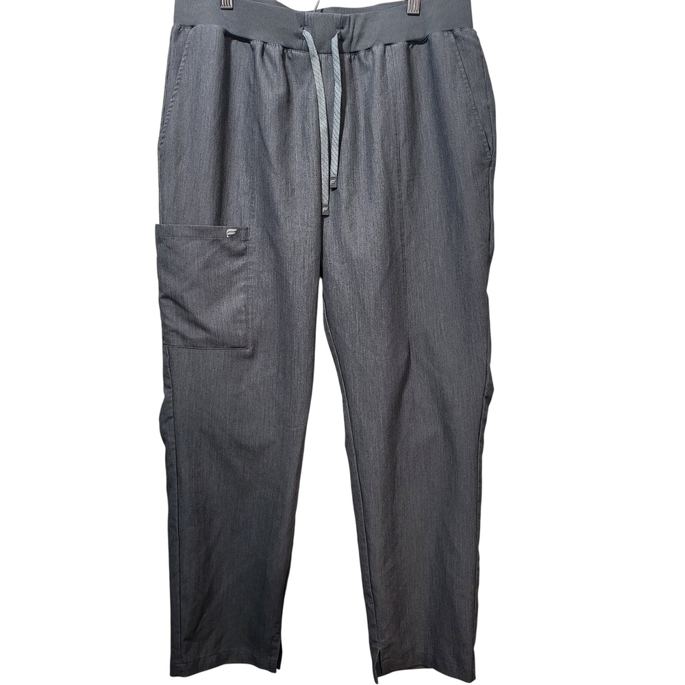Fabletics Scrub Pants Women's Petite Grey Elastic Waist Drawstring Size L/S